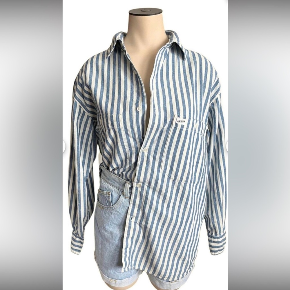 Guess Marciano Vintage Blue Striped Button Down